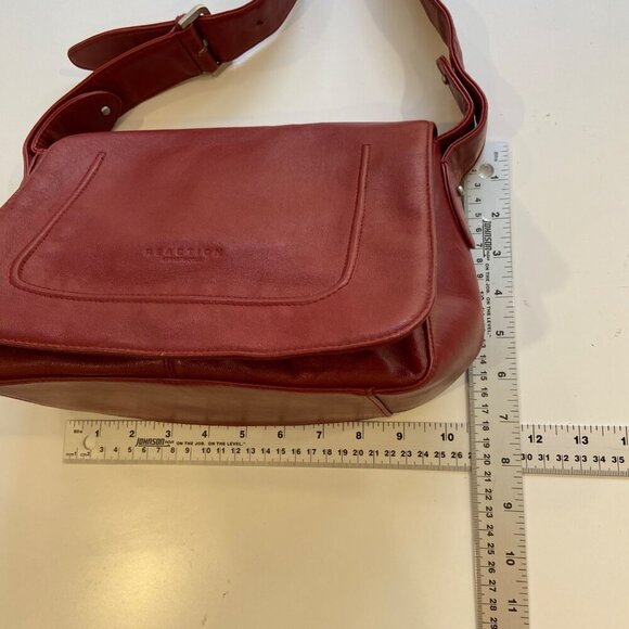 Kenneth Cole Reaction Red vegan Leather Shoulder Bag With Adjustable Strap - Picture 8 of 11